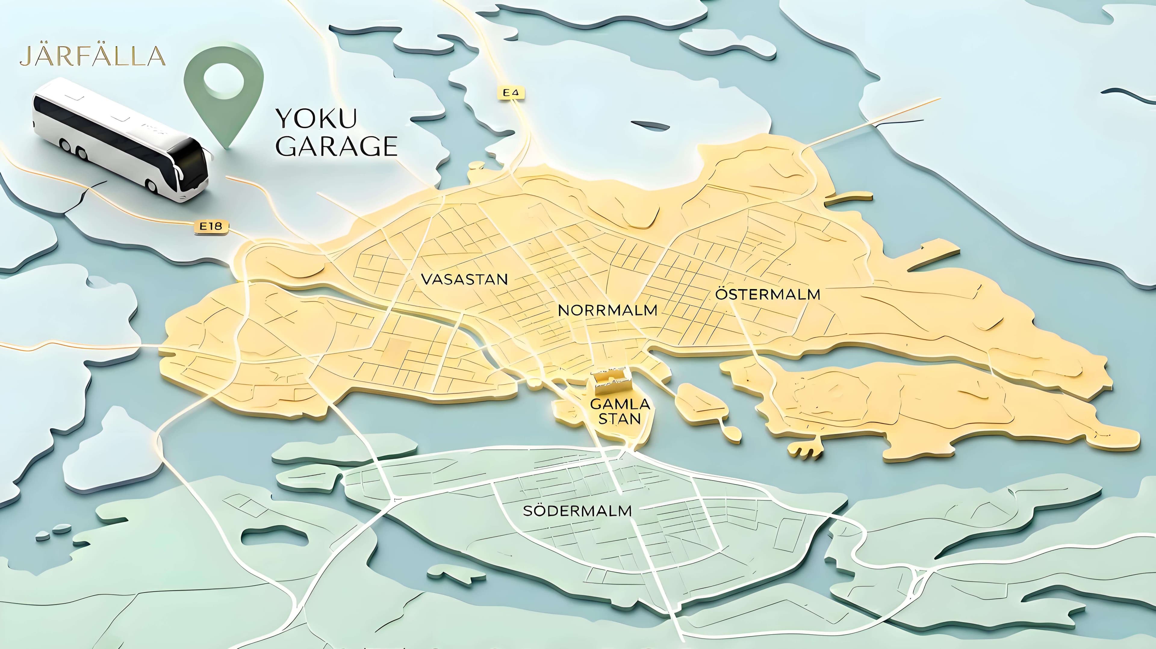 Hyra buss Stockholm - Karta över gratis och avgiftsbelagda zoner för bussuthyrning