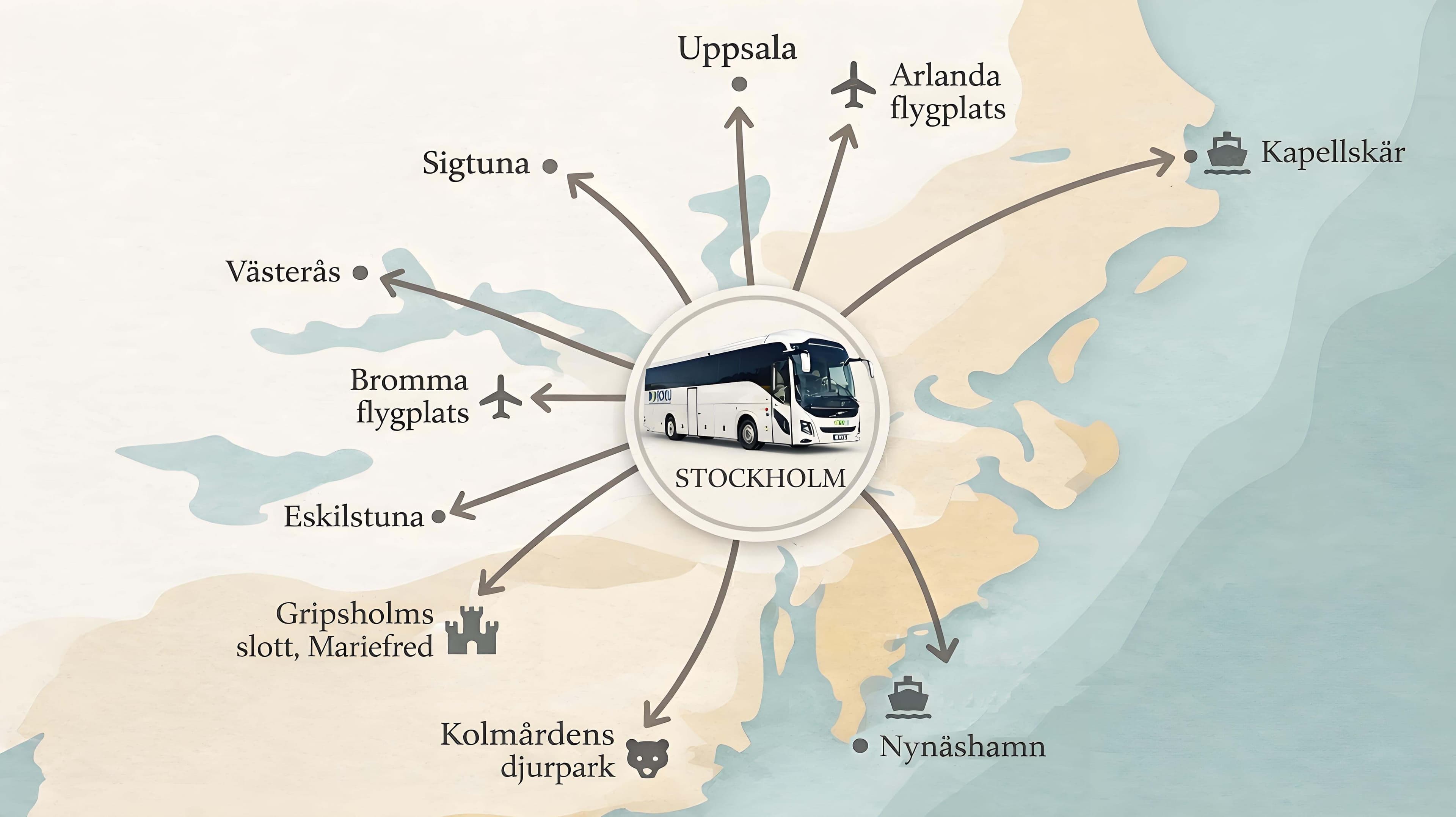 斯德哥尔摩热门大巴路线地图