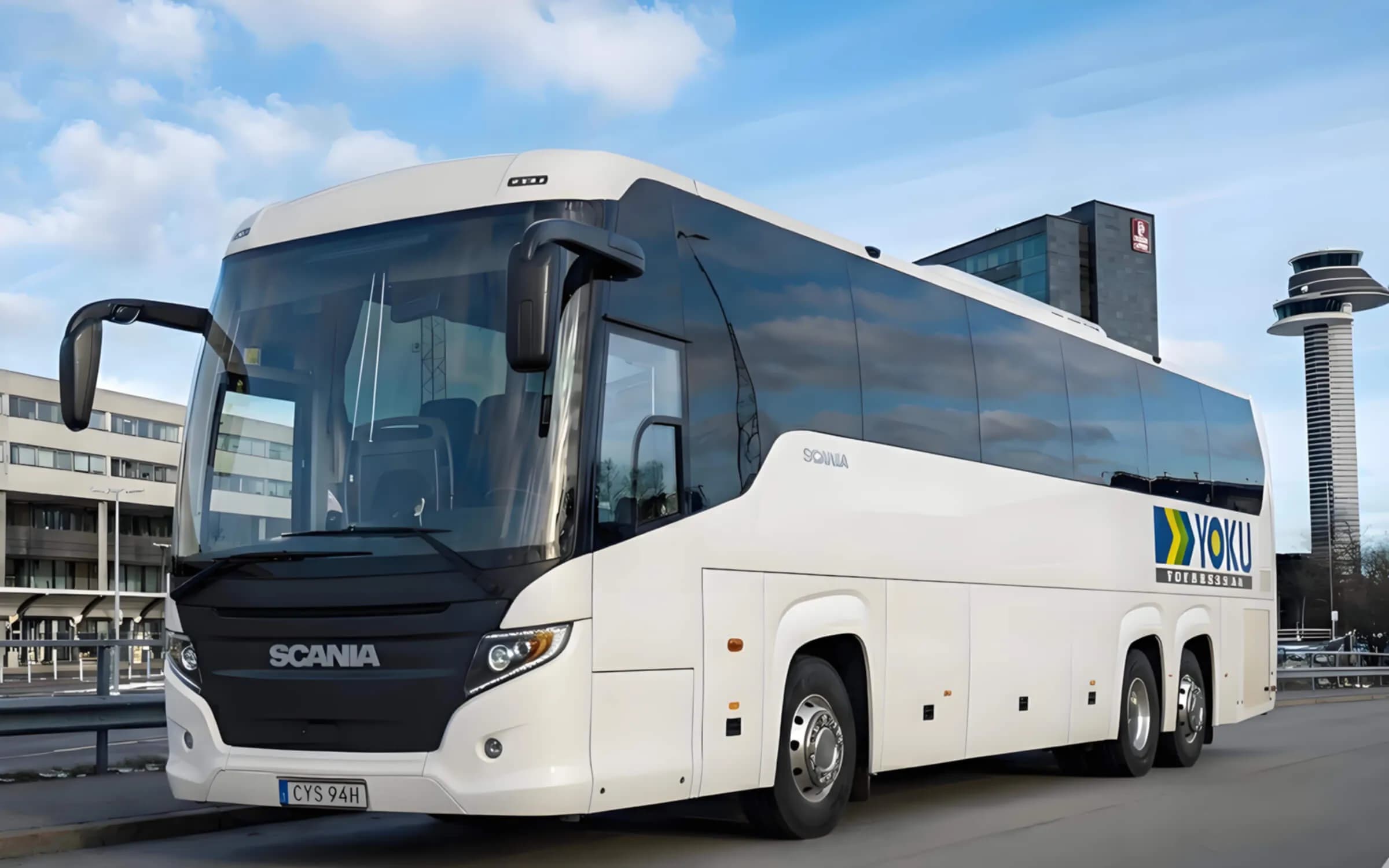 Stor Scania Touring turistbuss för stora sällskap och event, 57 platser